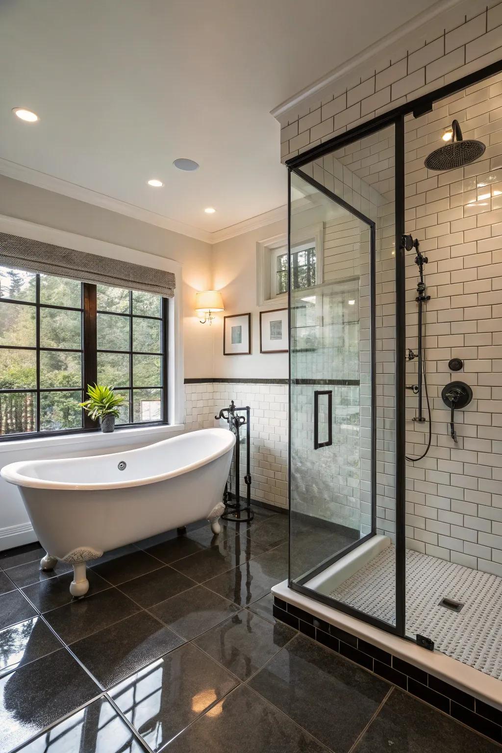 A wet room concept maximizes space and style.