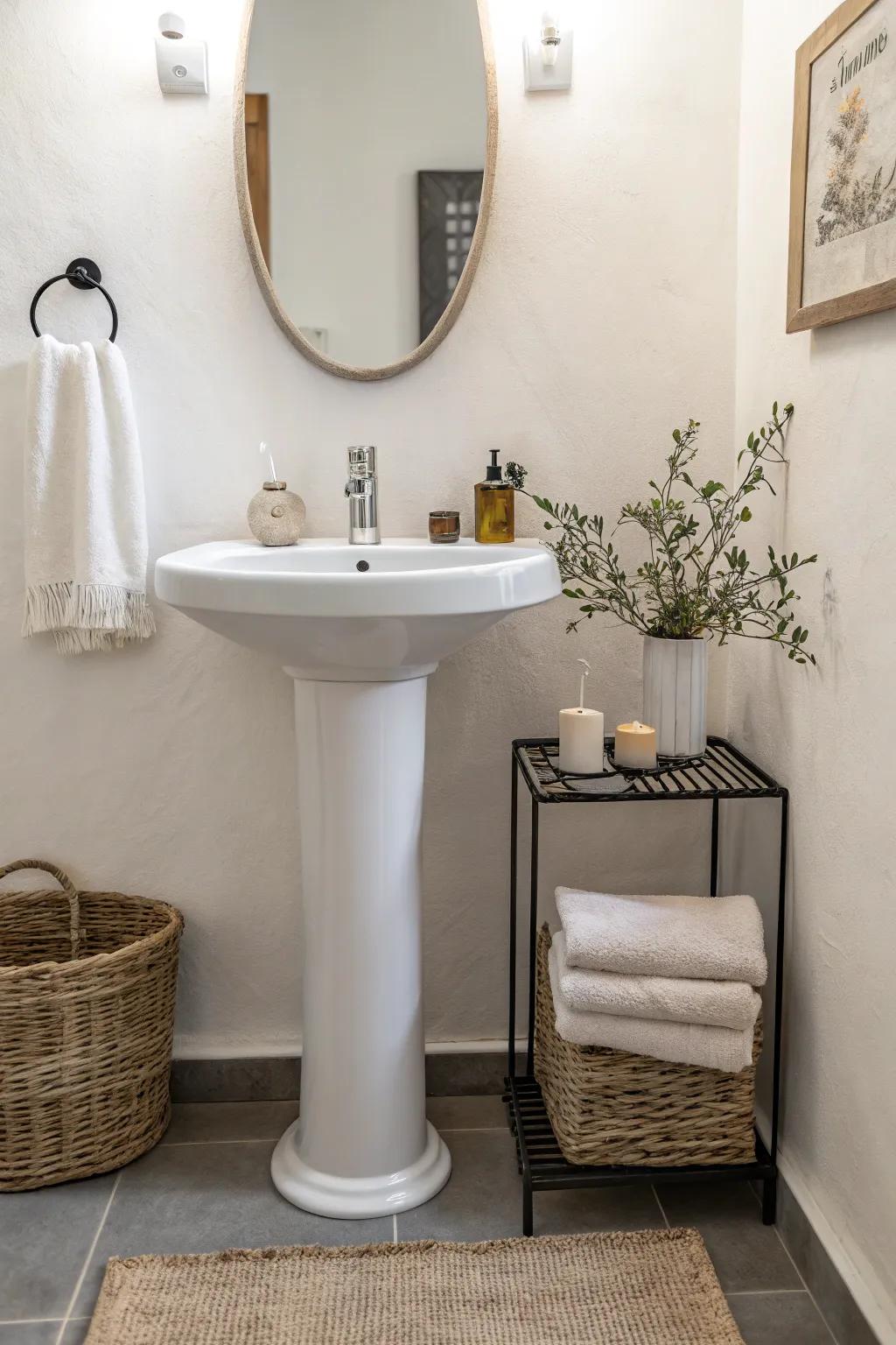 Calm and minimalist bathroom design.