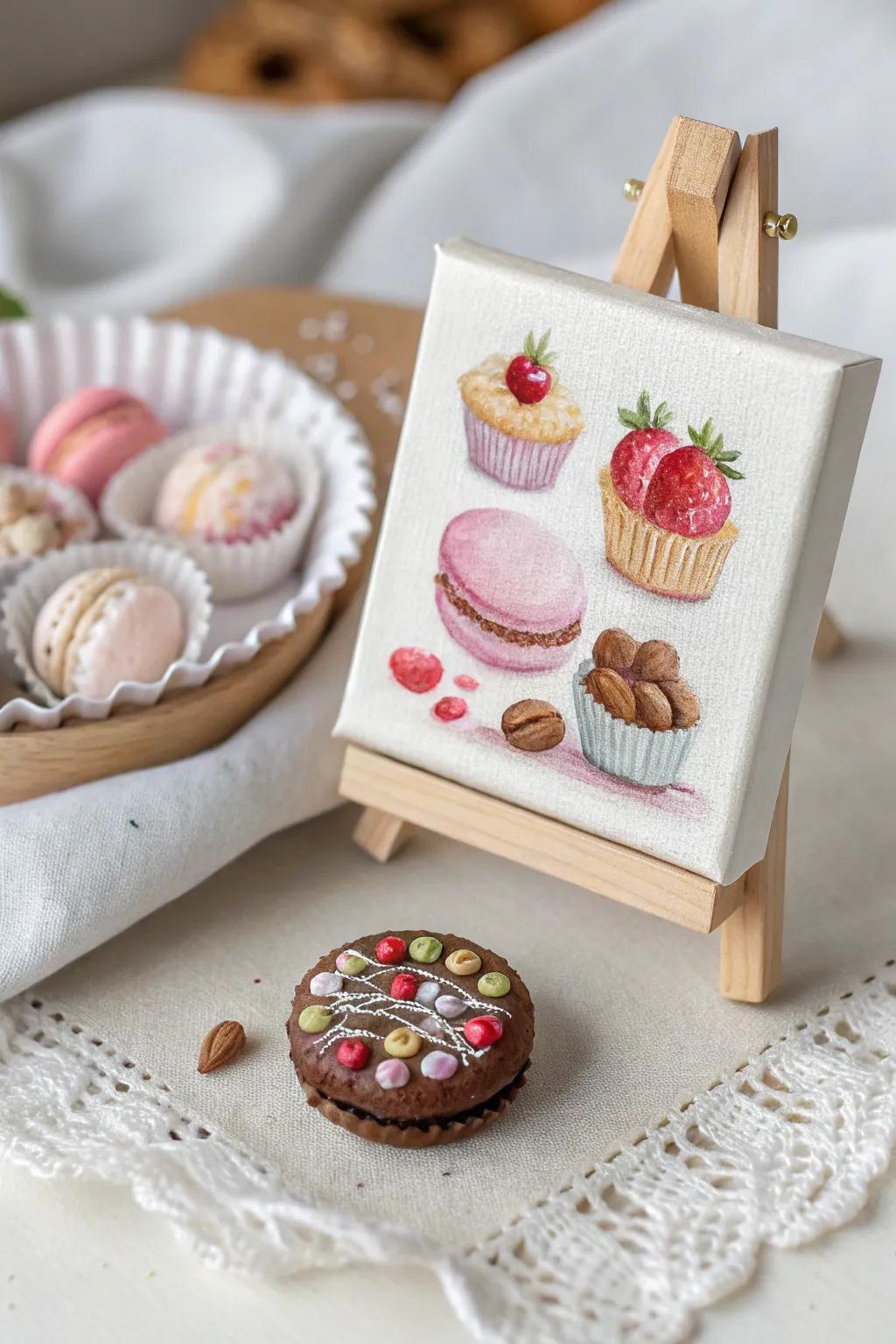 Indulge in the sweet simplicity of art with these miniature pastry paintings.