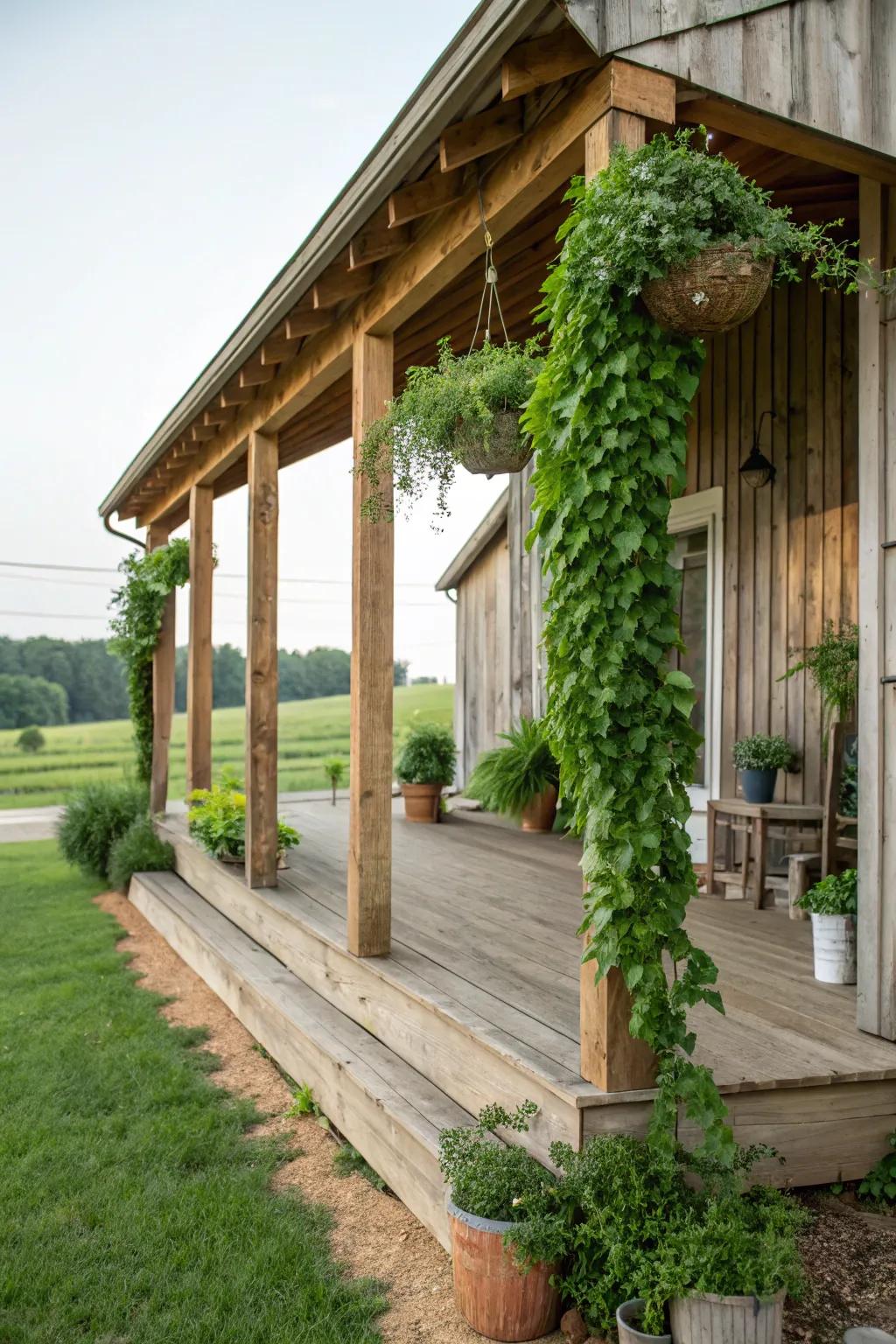 An eco-friendly porch crafted with sustainable materials.