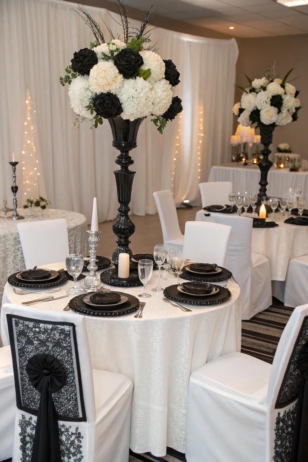 Timeless elegance with a black and white theme.