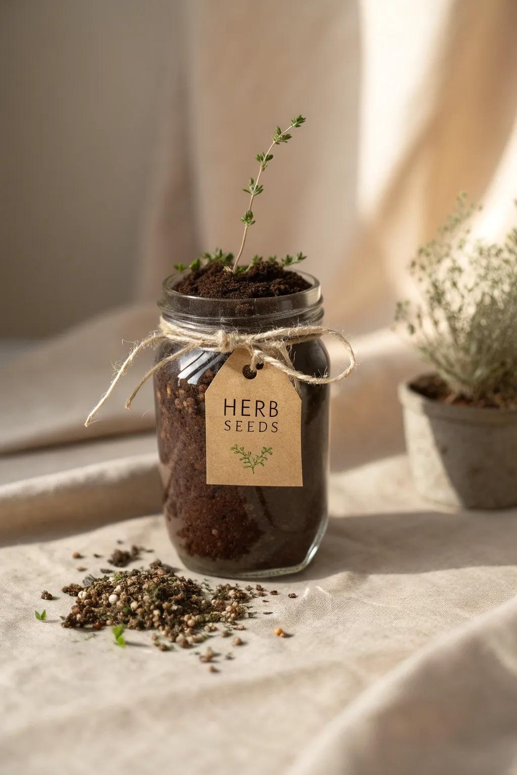 Nurture nature with a charming herb garden starter kit in a mason jarâperfectly simple and naturally beautiful.