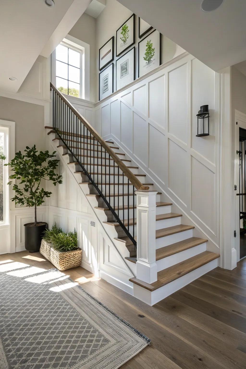 Minimalist wainscoting for a modern and clean look.