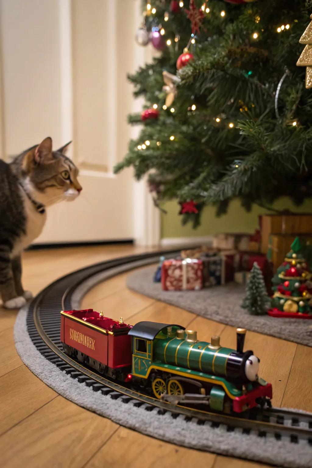 A pet-friendly train setup ensures safe holiday enjoyment.