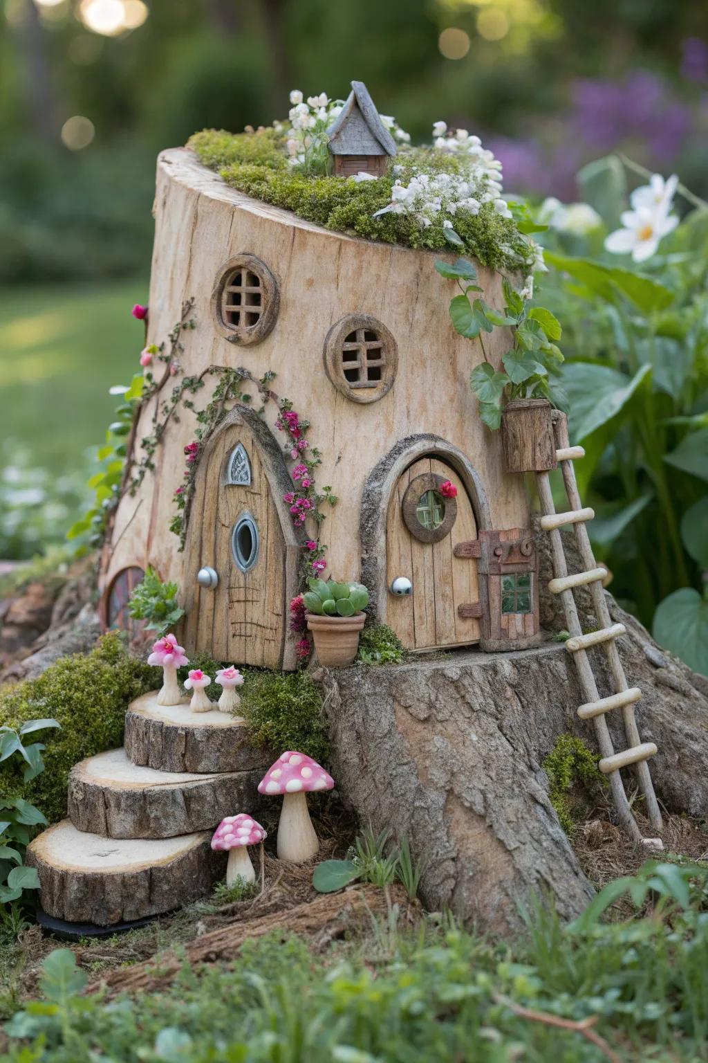 Transform tree stumps into enchanting fairy houses and bring a touch of magic to your garden!