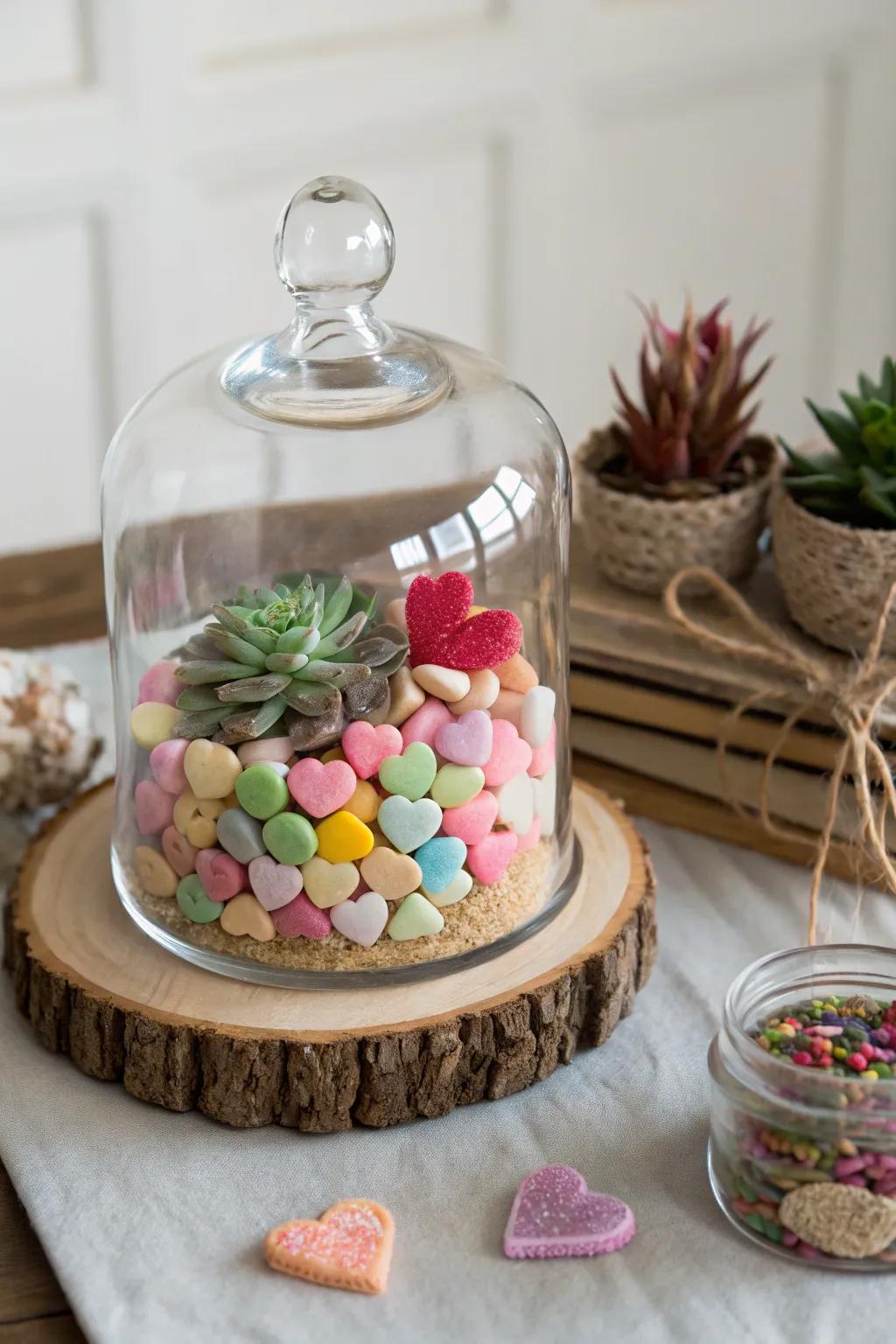 Sweet simplicity: Elevate your Valentine's decor with a charming candy terrarium.