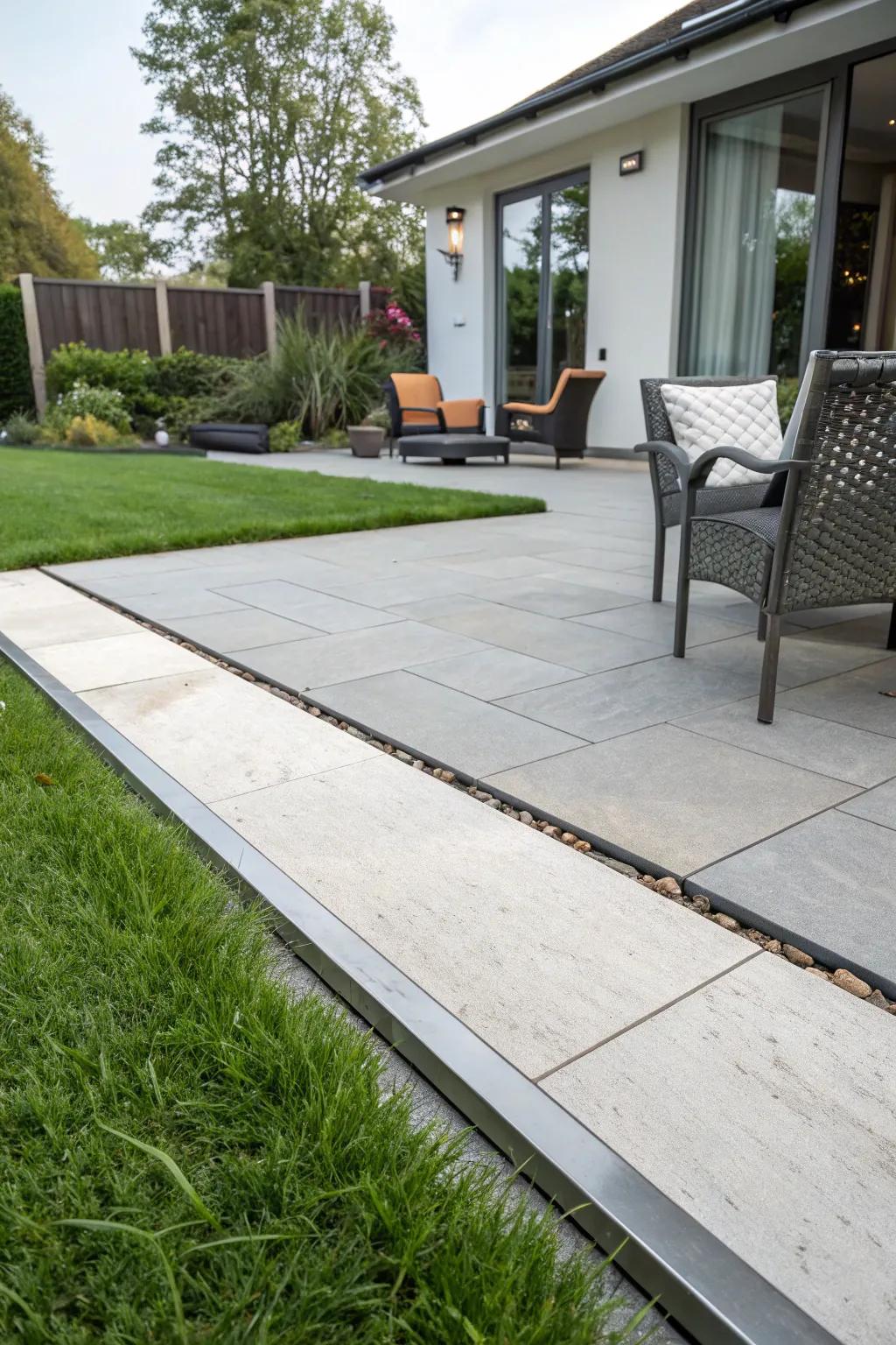 Metal borders offer a modern and durable edge definition.