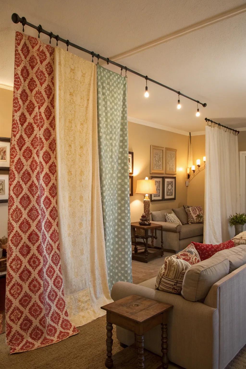 Fabric panels for a soft and seasonal divider.