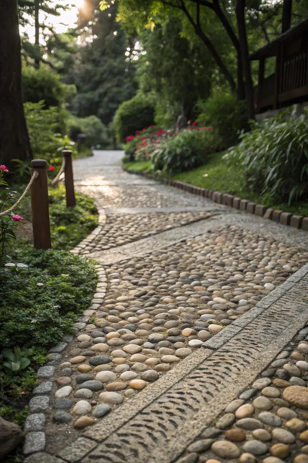 A textured pebble walkway inviting exploration.
