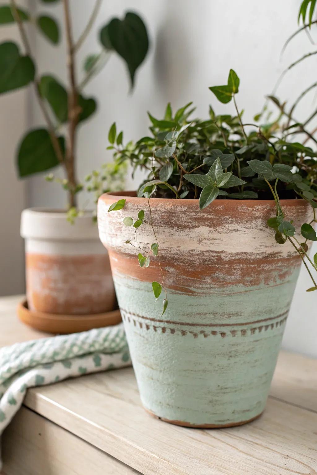 Embrace rustic elegance with earthy-toned DIY clay pots, perfect for showcasing your favorite greenery. ð¿ #ScandiBoho #DIYDecor