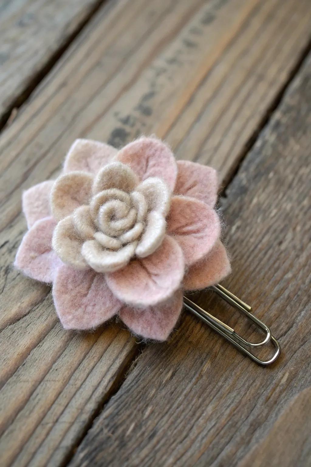 Elevate your look with the timeless elegance of handcrafted woolen flower clips.