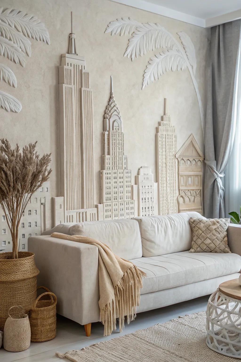 Transform your living space with a handcrafted clay skyline that captures the heart of the city with minimalist elegance.