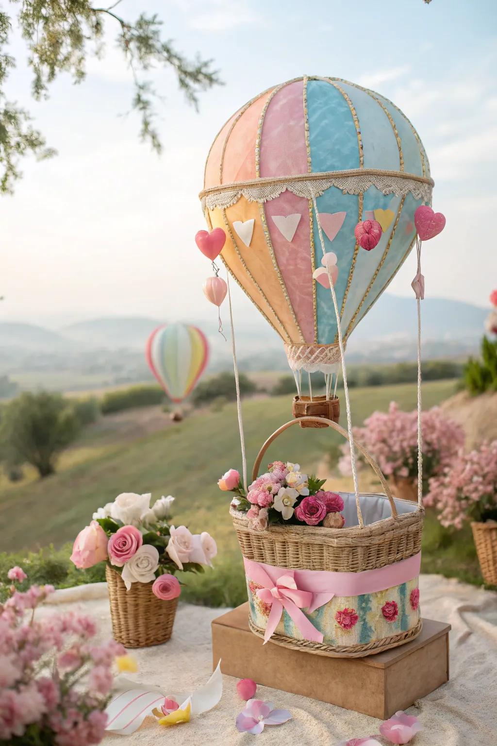 A hot air balloon journey box that elevates your Valentine's experience.