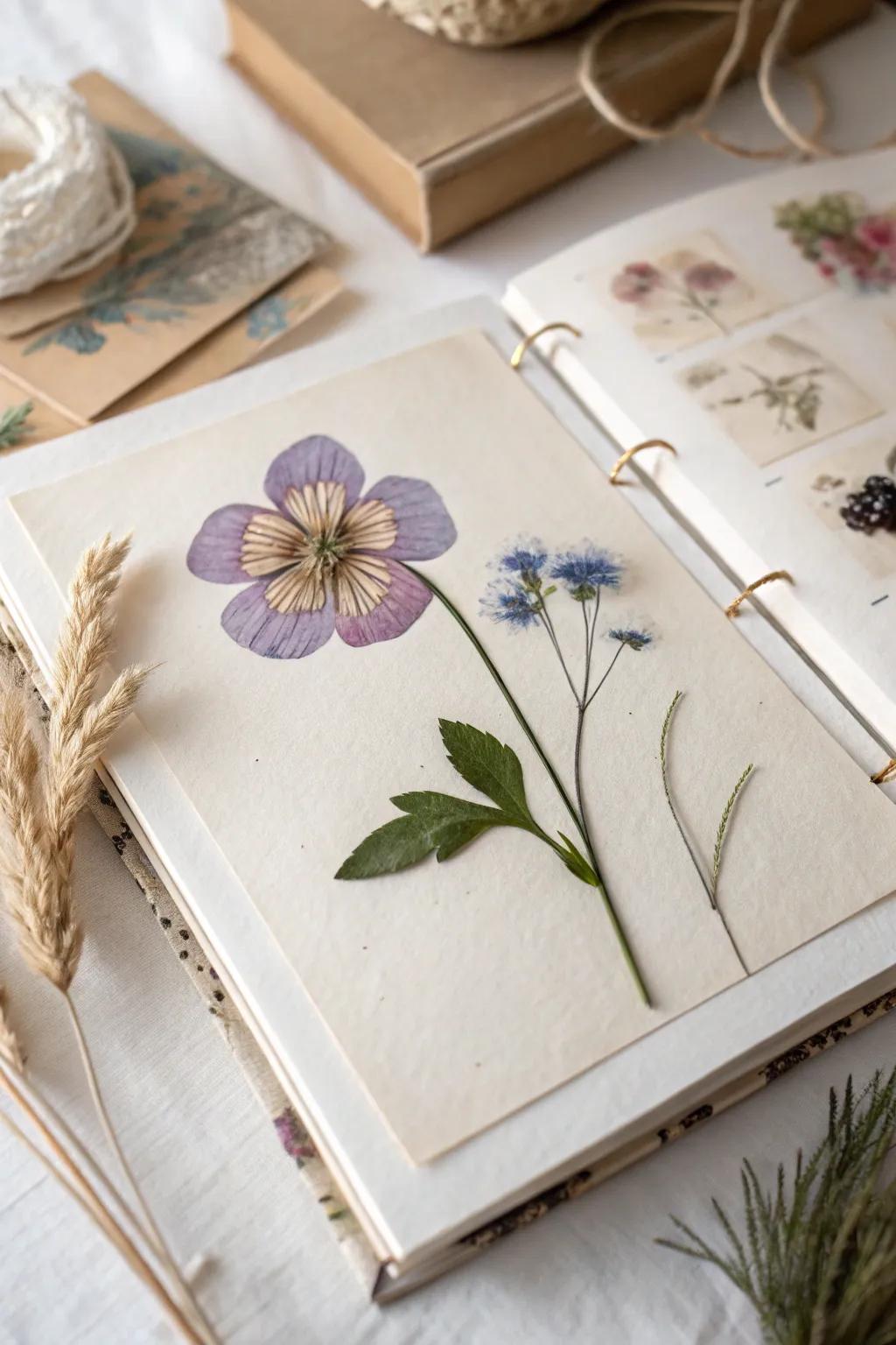 Capture memories with the timeless beauty of pressed flowers.