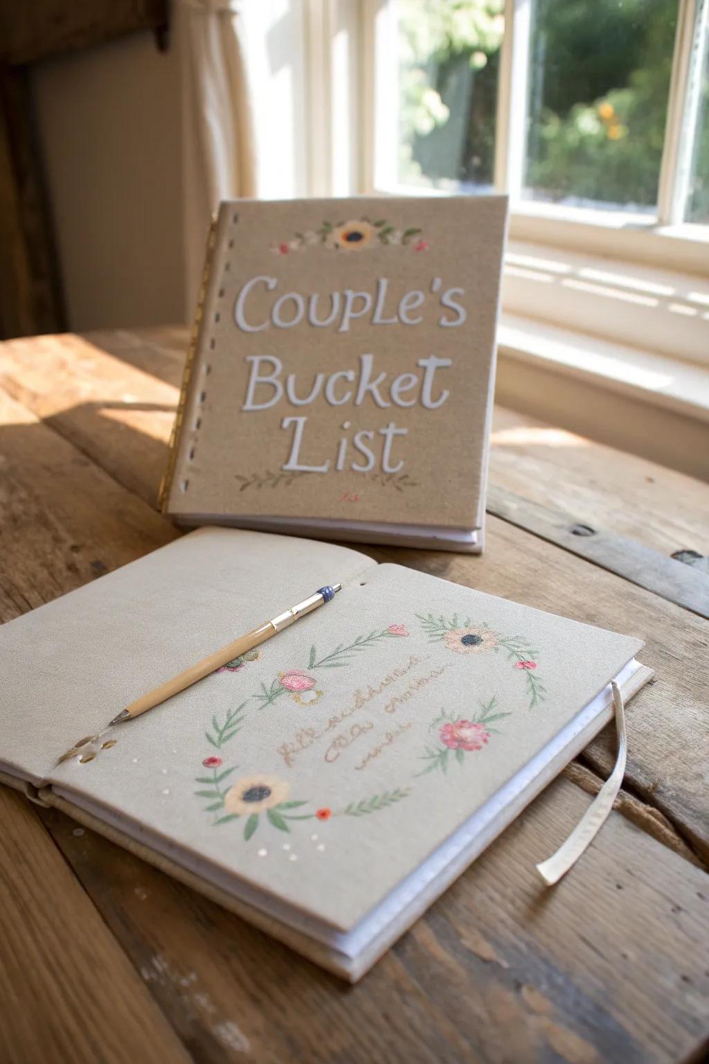 Capture your dreams together with a DIY Couple's Bucket List. Let every page be a new adventure! ð¿ð