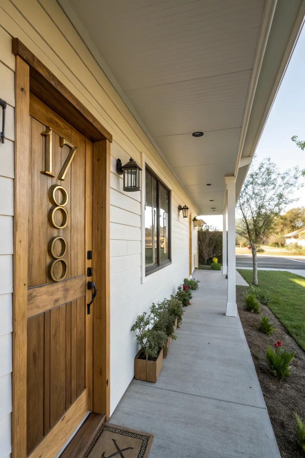 Elegant house numbers enhance both style and functionality.