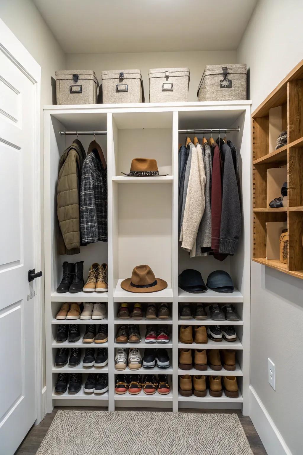 Cubbies provide a designated spot for every item.