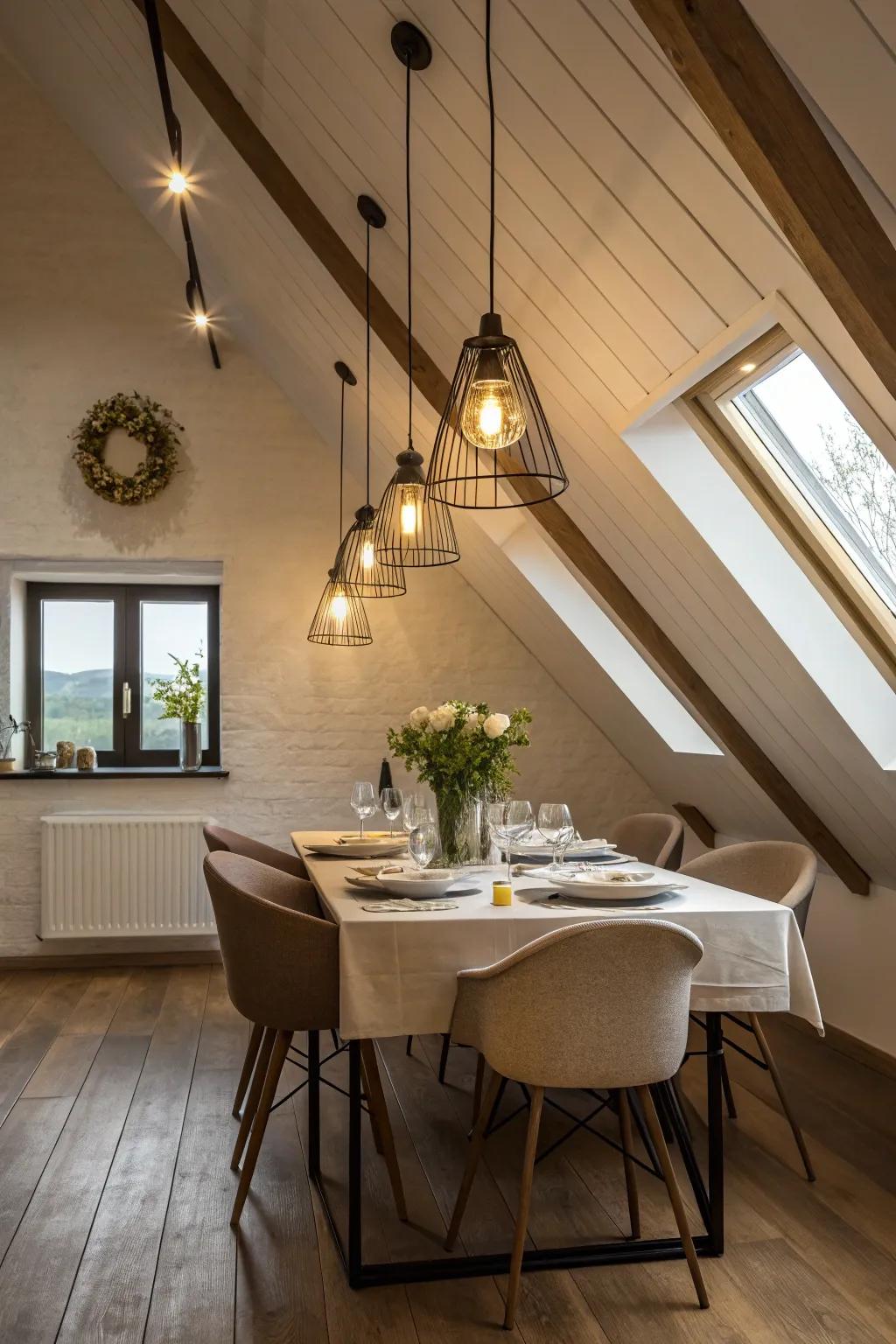 Highlight architectural features with pendant lighting.