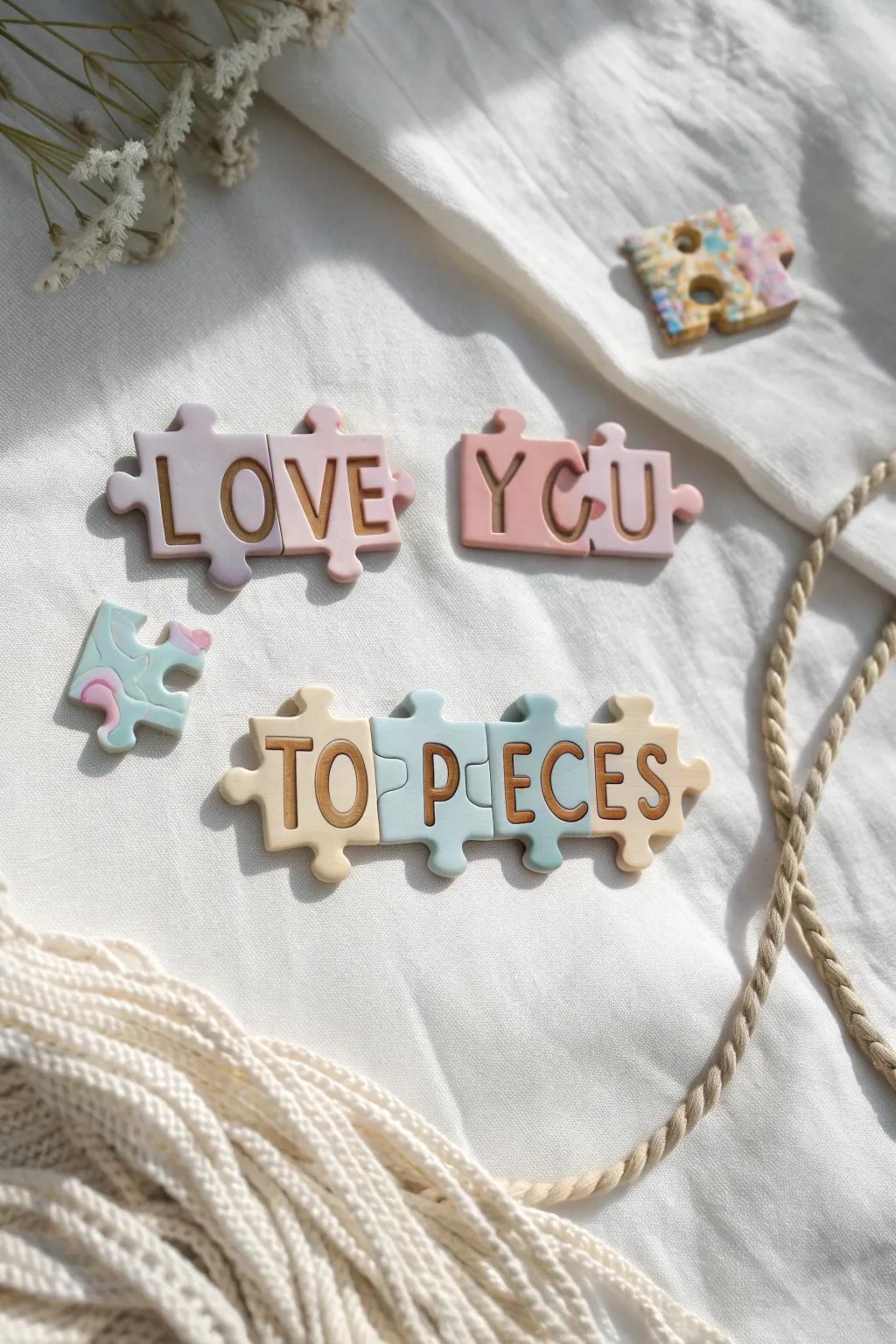 Craft your love story with eco-friendly puzzle decorations. #ValentinesDIY #MinimalistBoho