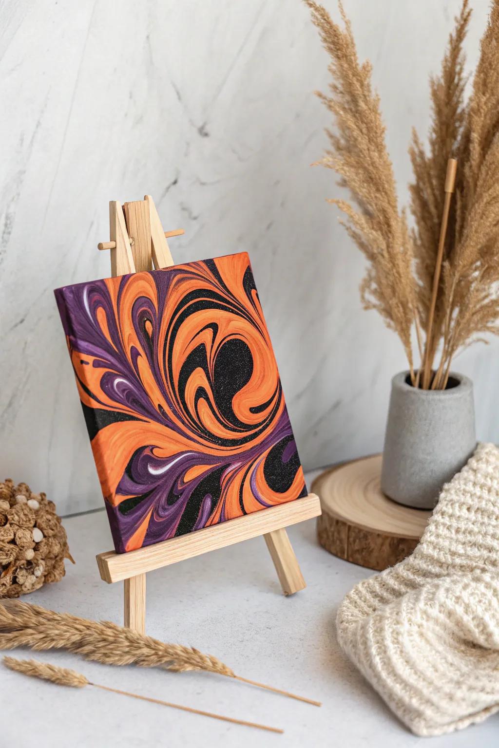 Unleash your little one's creativity with a Halloween color swirl that adds a touch of artistry to your home.