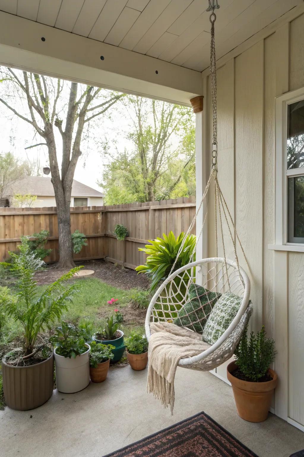 Add a touch of whimsy with a swinging chair.