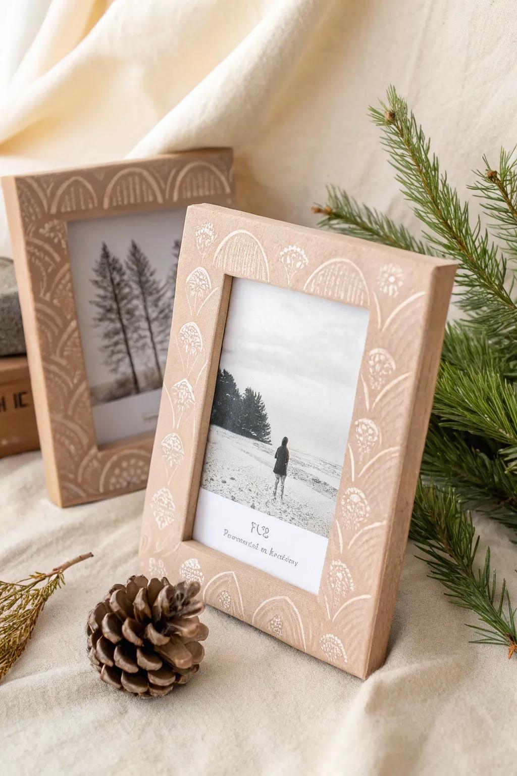 Capture holiday memories with minimalist elegance in handcrafted paper frames.