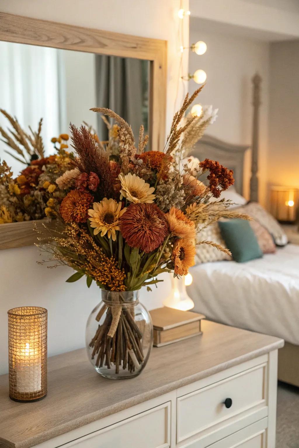 Dried flowers offer everlasting beauty.