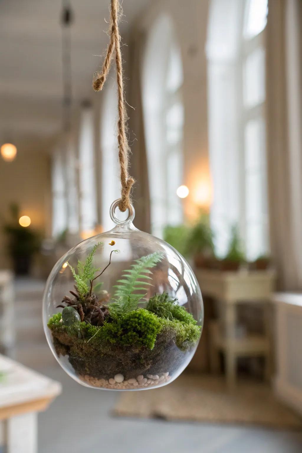 Bring a touch of magic to your space with this enchanting glass globe terrarium.