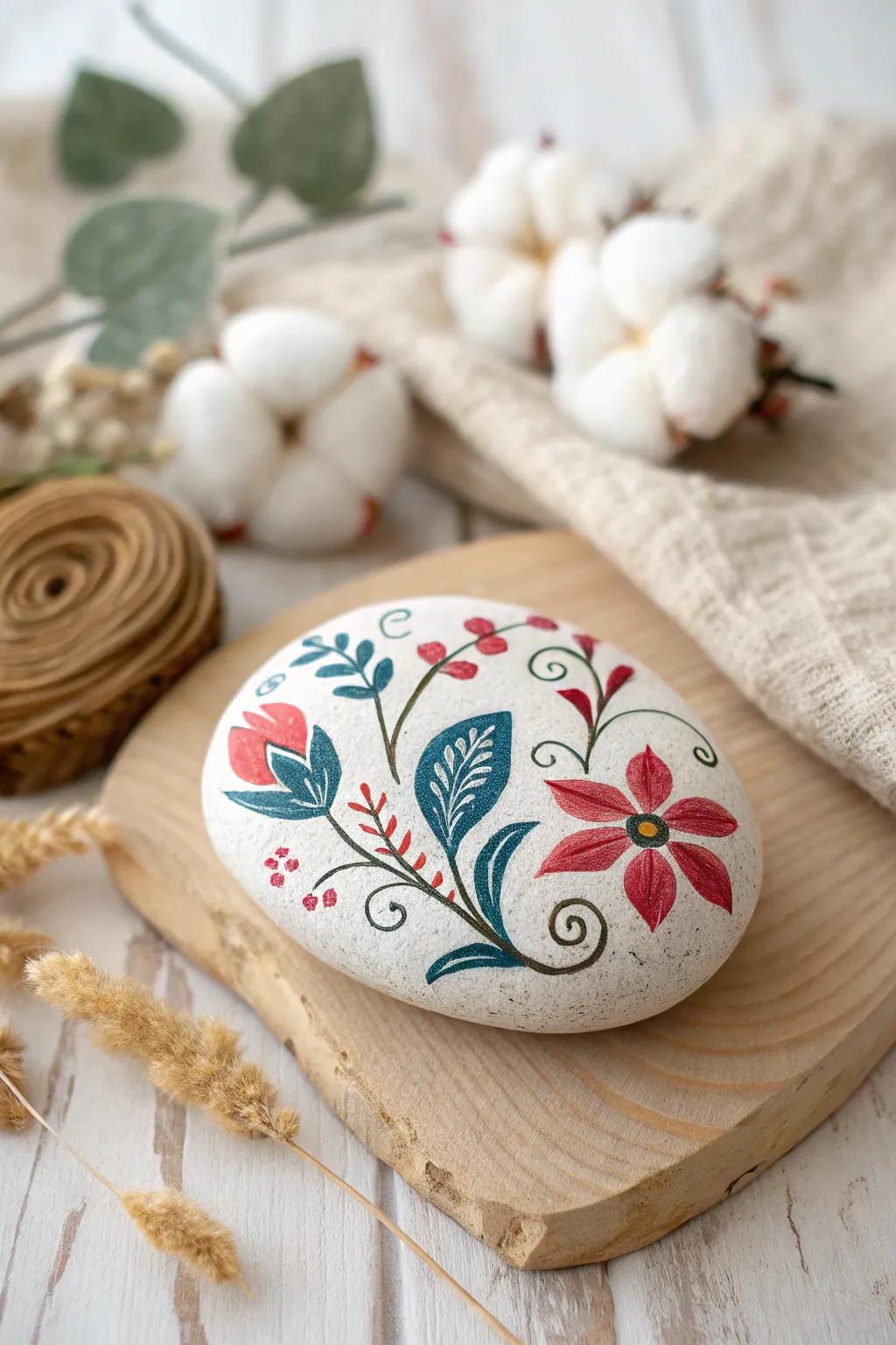 Unleash your creativity with abstract floral rock art - where simplicity meets vibrant expression.