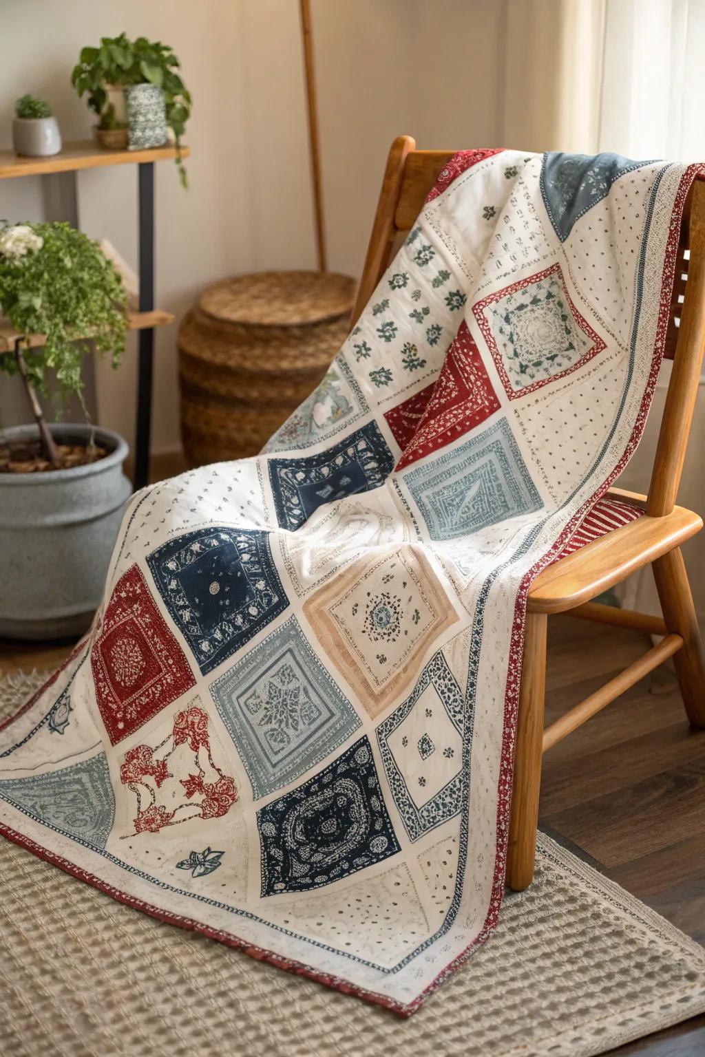 Wrap yourself in memories with a bandana quilt that tells your unique story.