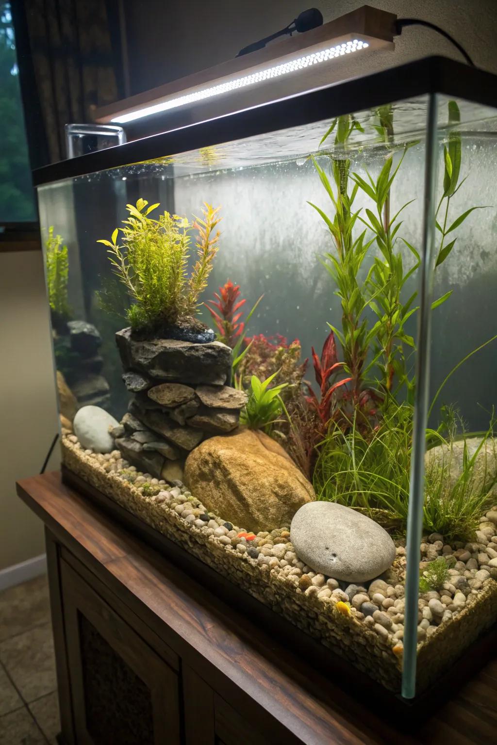 Symmetry brings balance and harmony to this aquascape.