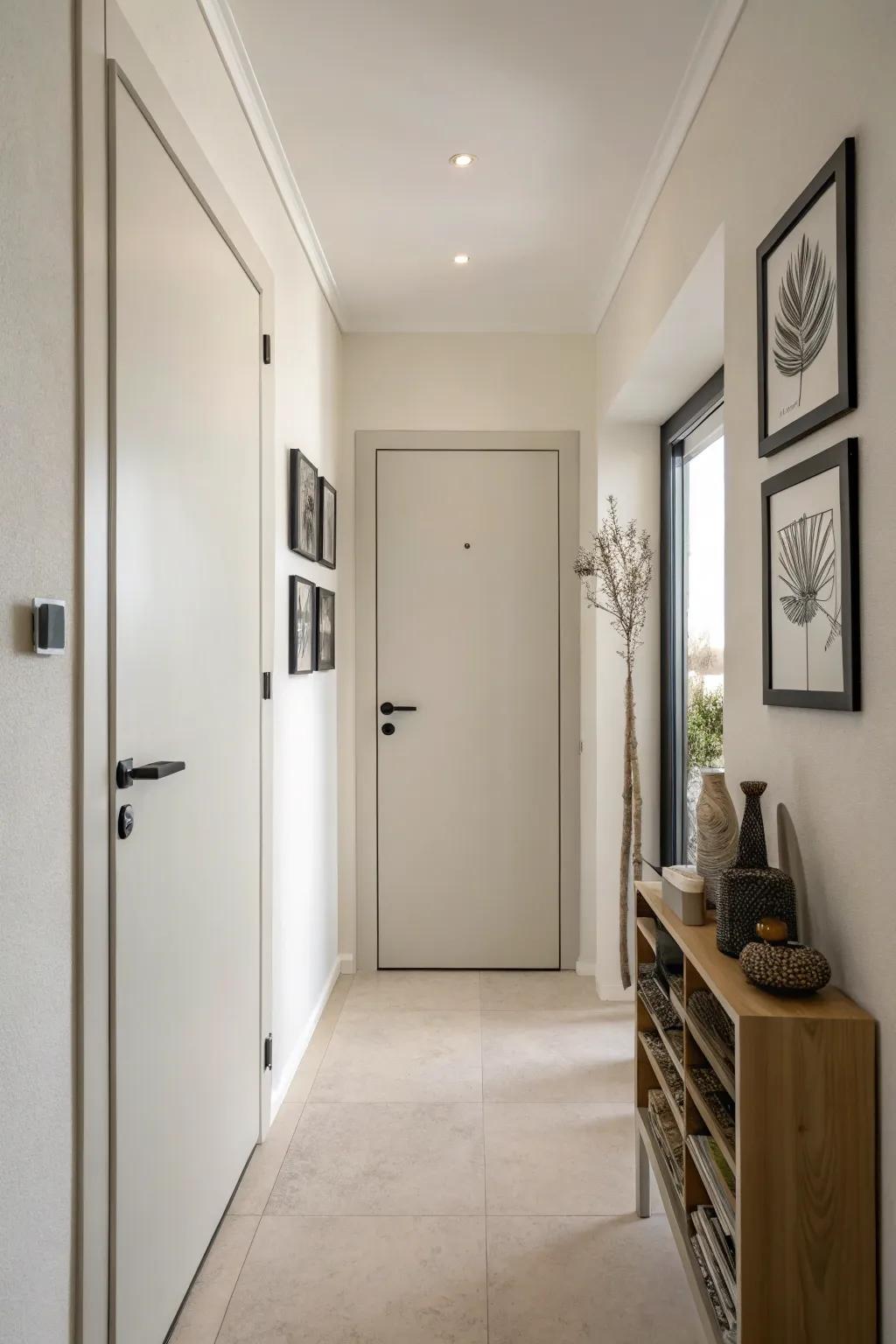 Minimalist doors offer a sleek and modern touch to your hallway.