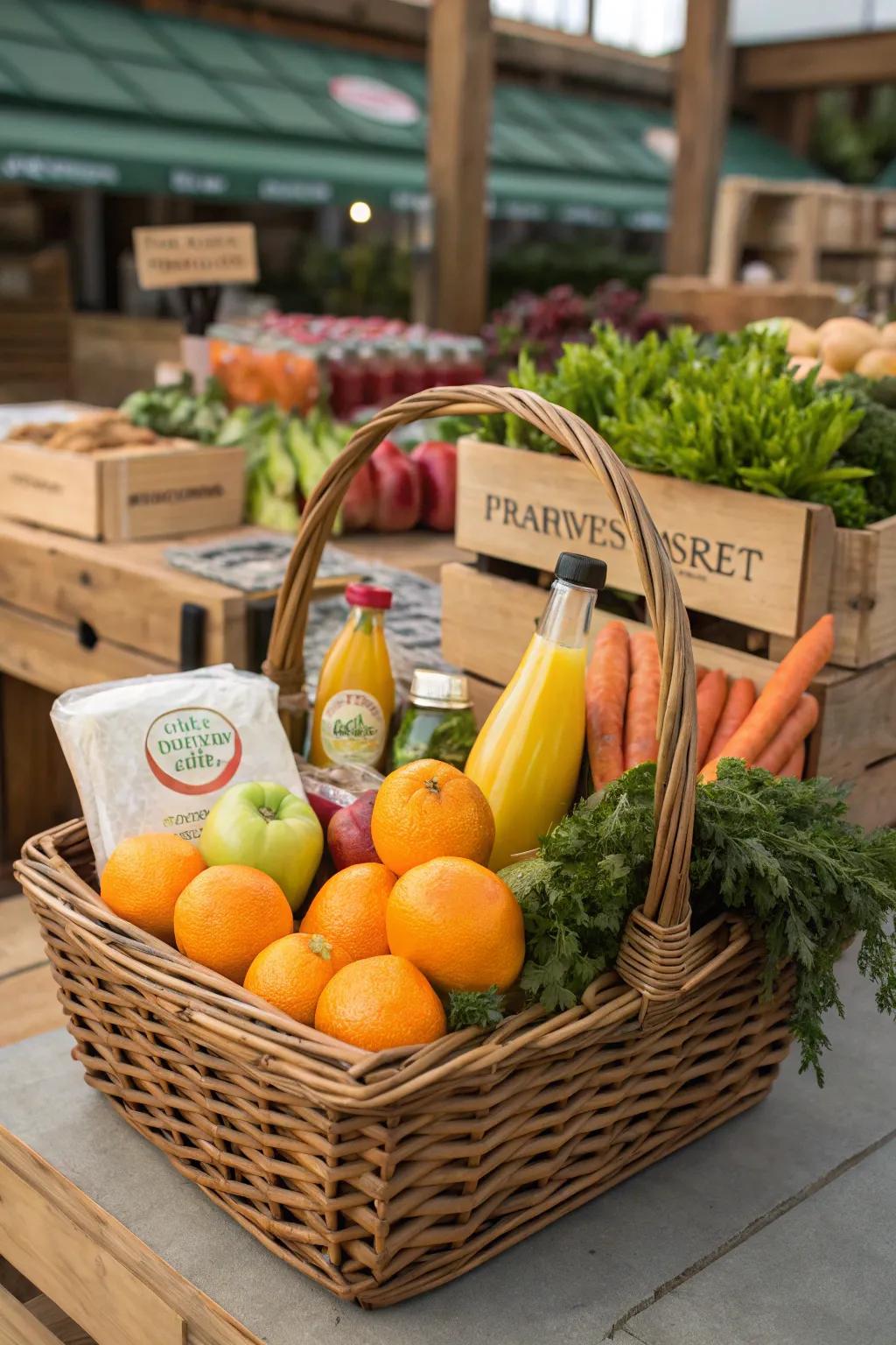 Farmers market fresh basket for a locally sourced treat.