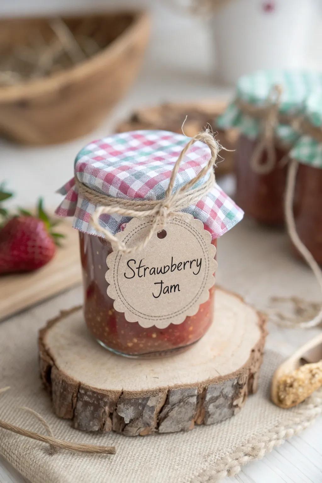 Sweet Simplicity: Elevate your baby shower with these charming homemade jam favors.