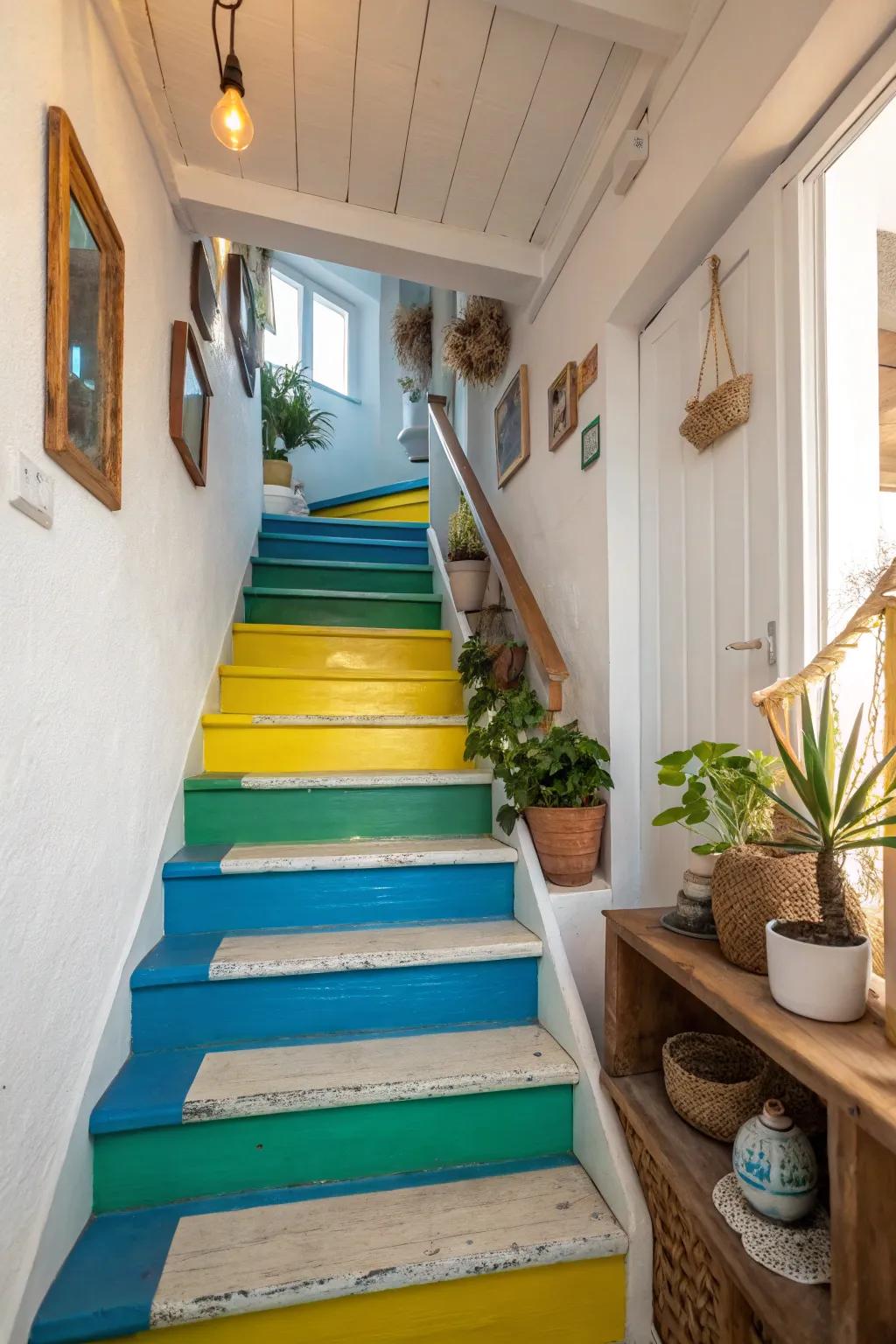 Colorful steps bring a playful and whimsical vibe.