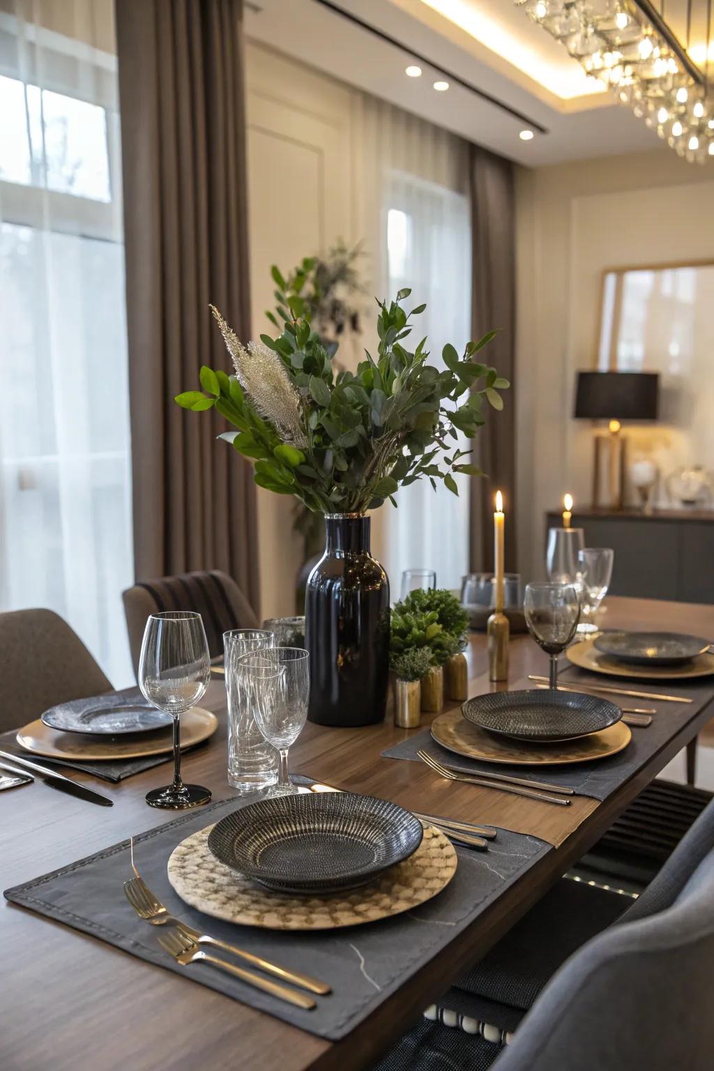 Stylish men's party table setting