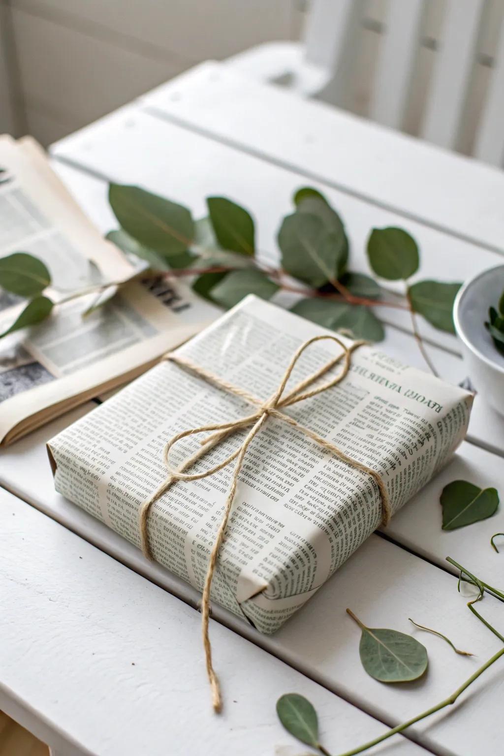 Embrace sustainable elegance with newspaper-wrapped gifts that speak volumes in simplicity and style.