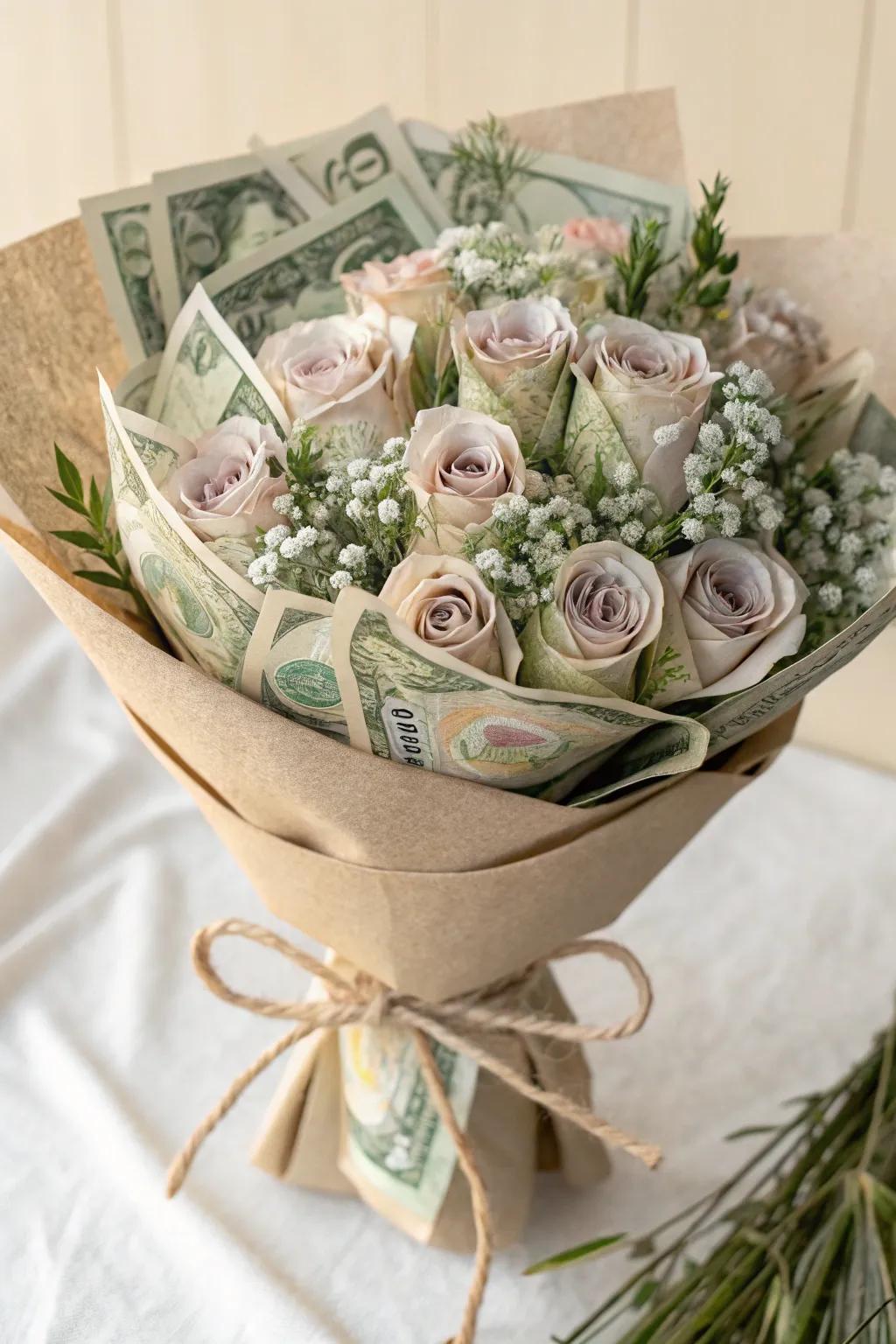Elevate your gift-giving with a themed money bouquet that perfectly balances elegance and creativity.