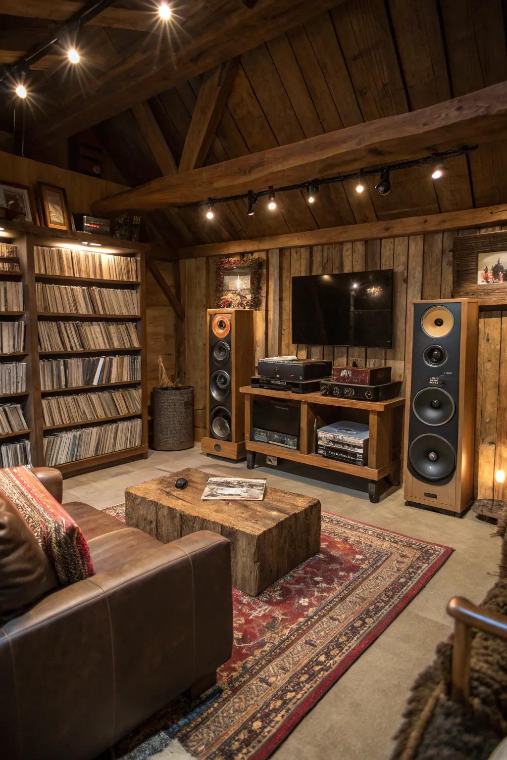 Nature sounds enhance the relaxing ambiance of your man cave.