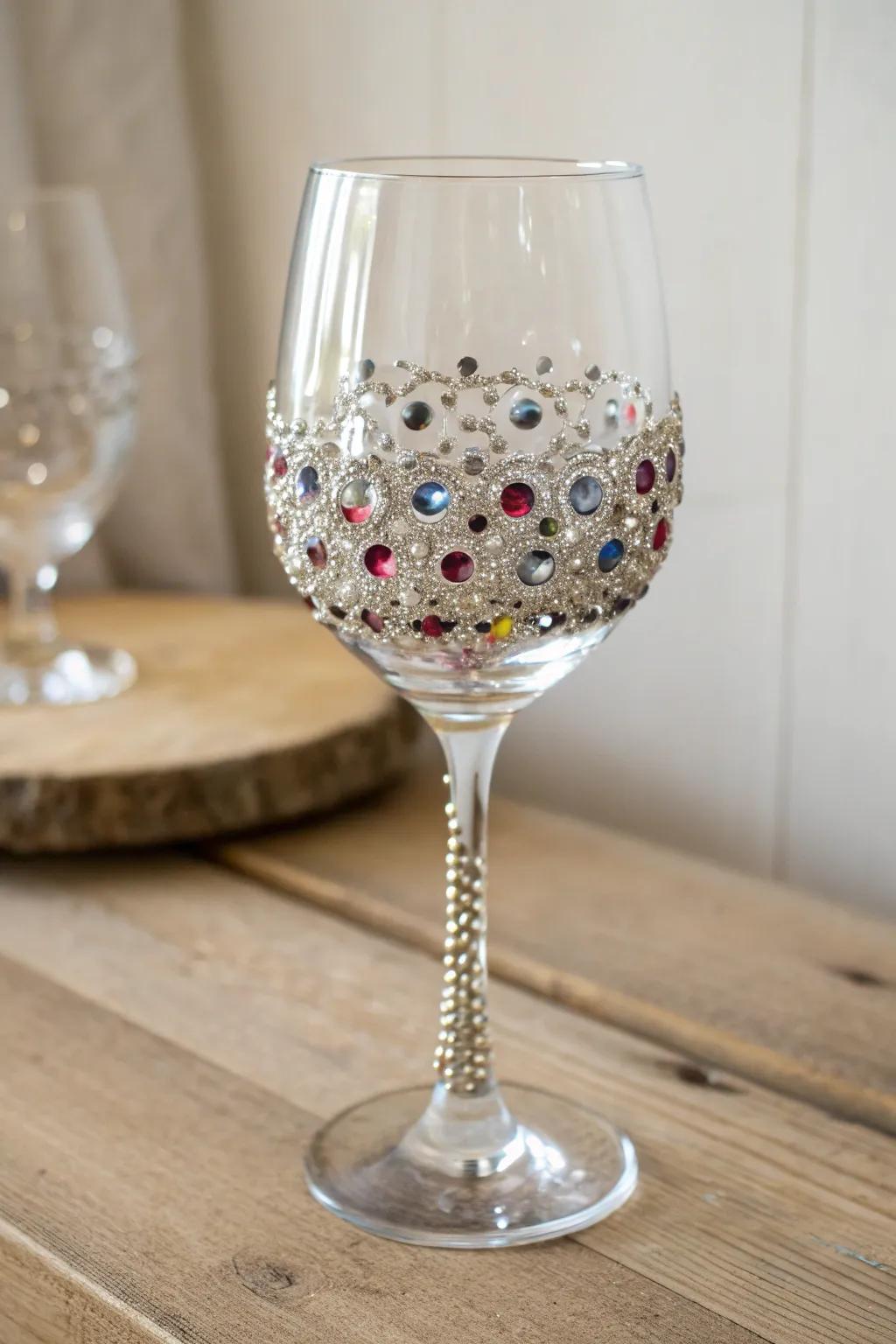 Elevate your evening gatherings with a touch of glamâbehold the minimalist sparkle of jeweled wine glasses.