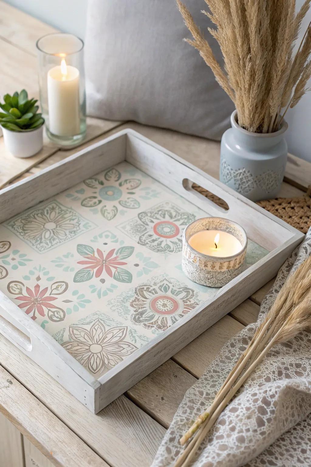 Craft a charming gift with a personal touchâthis decorative tray is a perfect blend of Scandinavian simplicity and Boho flair.
