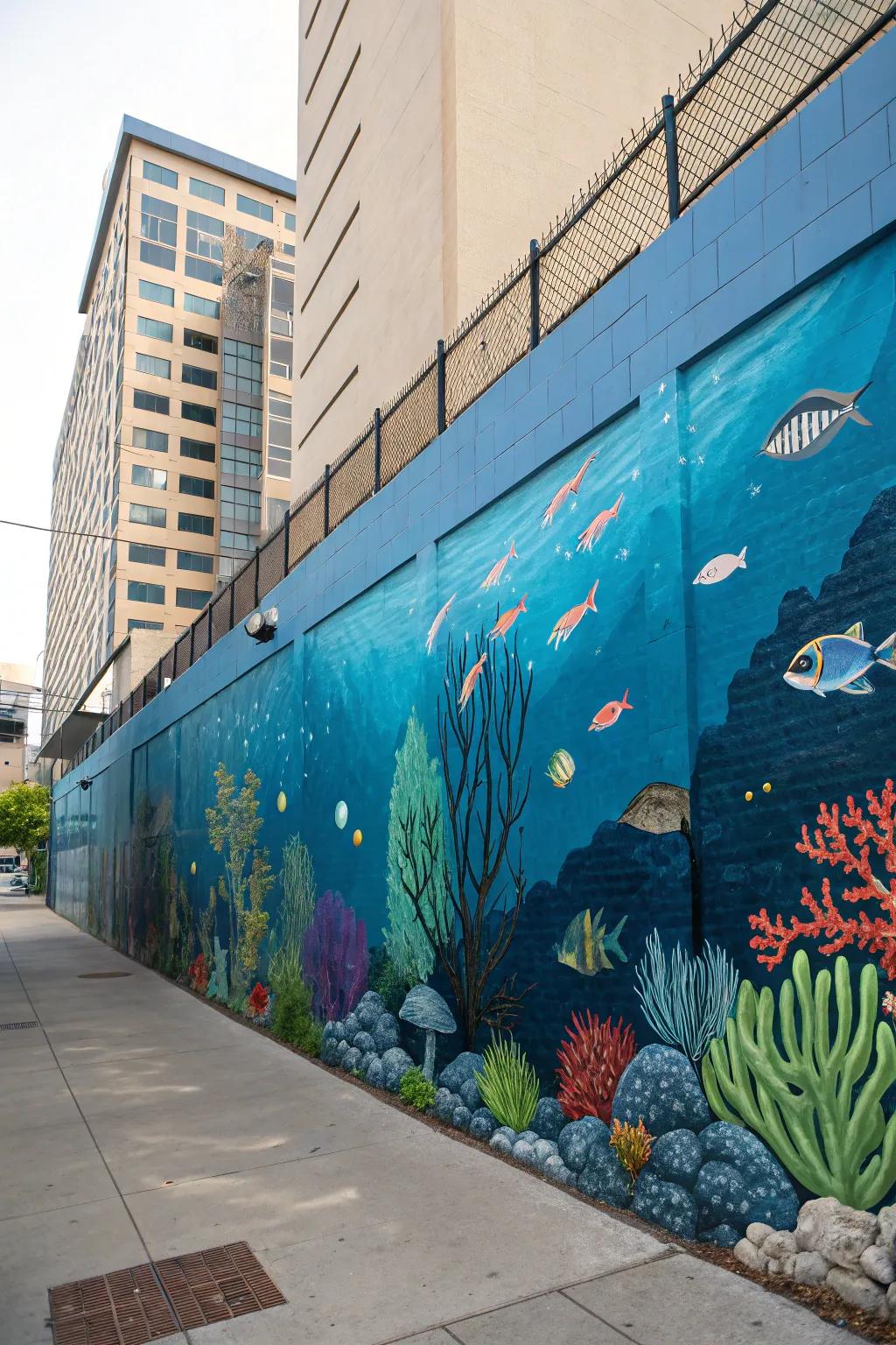 An underwater mural adds a splash of adventure.