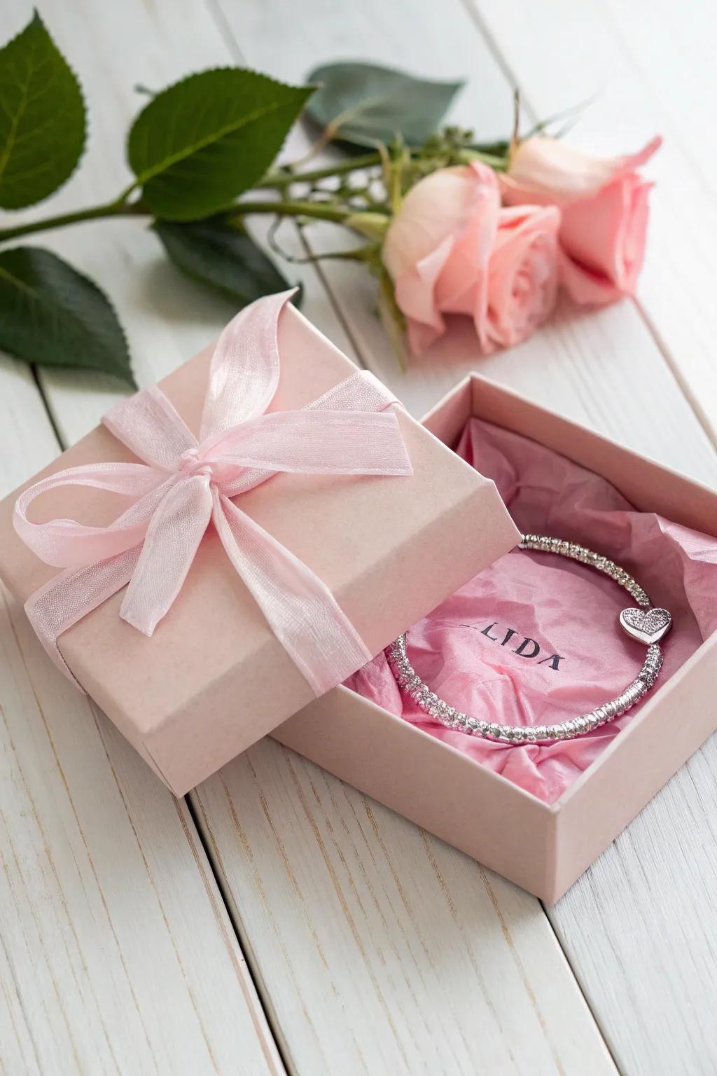 A touch of personalization wrapped in elegance - the perfect pink keepsake gift box.
