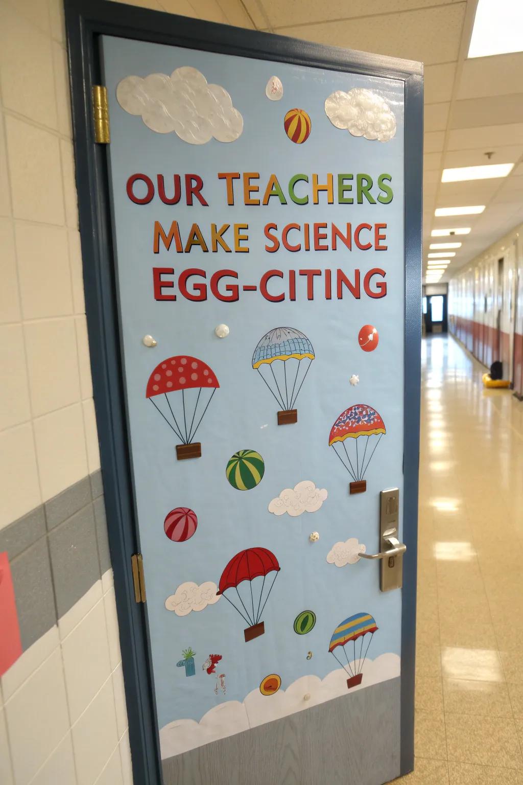 A playful door theme celebrating teachers' impact on science learning