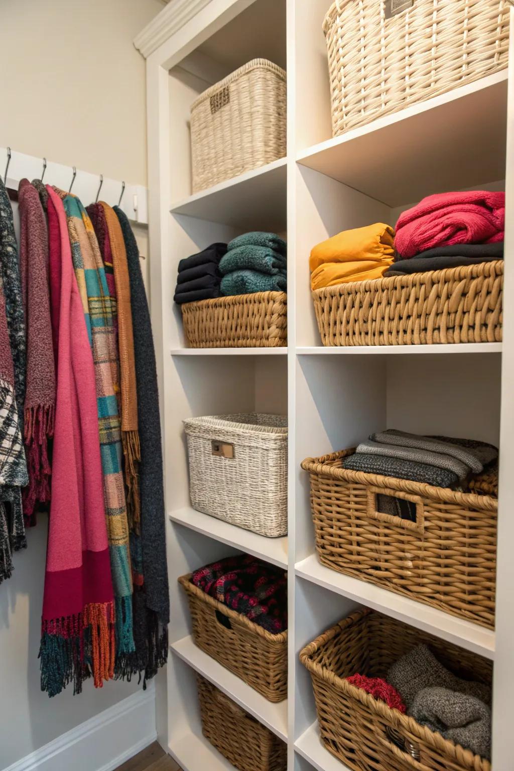 Baskets offer a stylish way to keep small items in check.