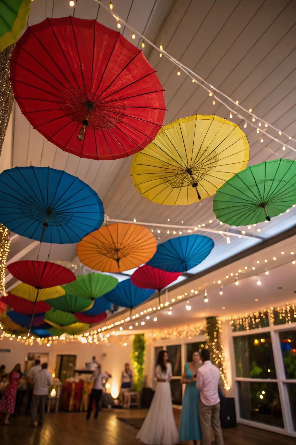 Colorful parasols add a unique and vibrant flair.