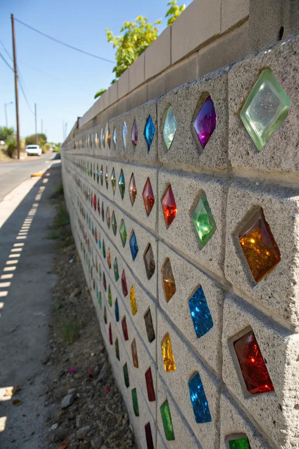Recycled glass adds sparkle and eco-friendly beauty.