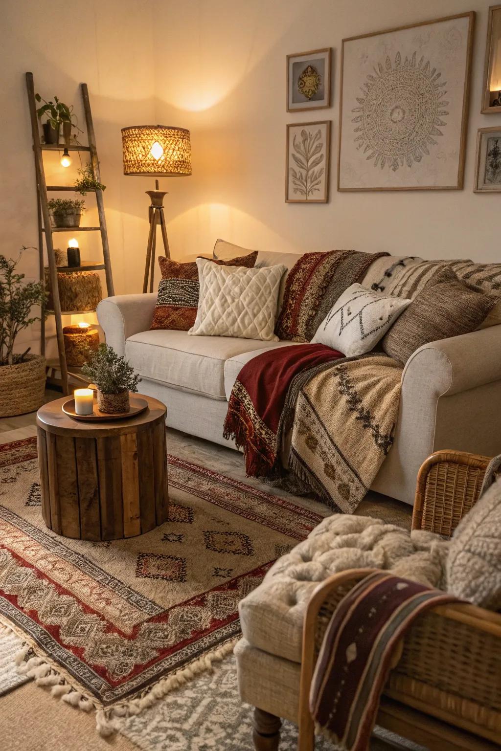 Layering textures adds warmth and depth to this living space.