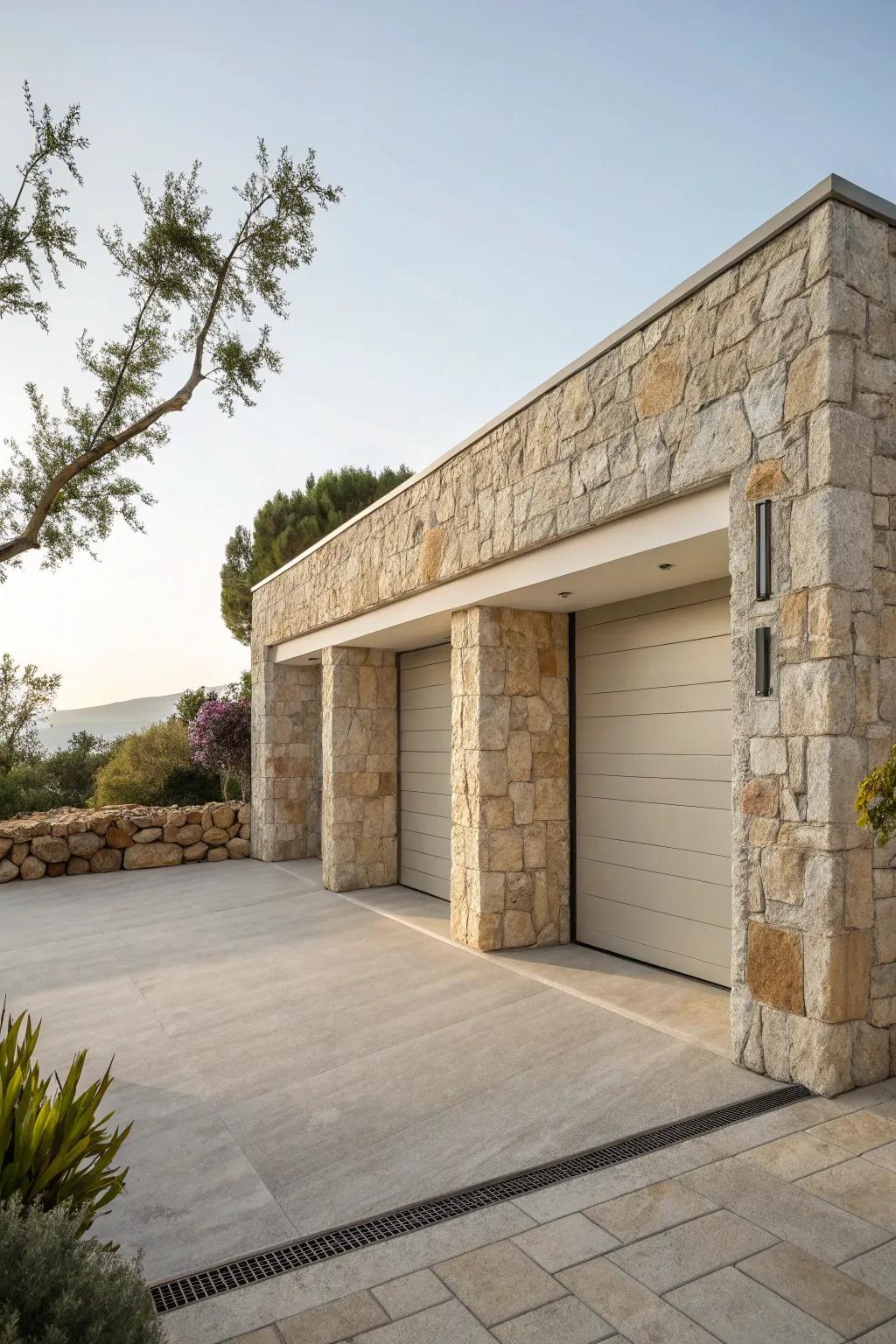 A minimalist stone design offers a sleek, modern aesthetic.