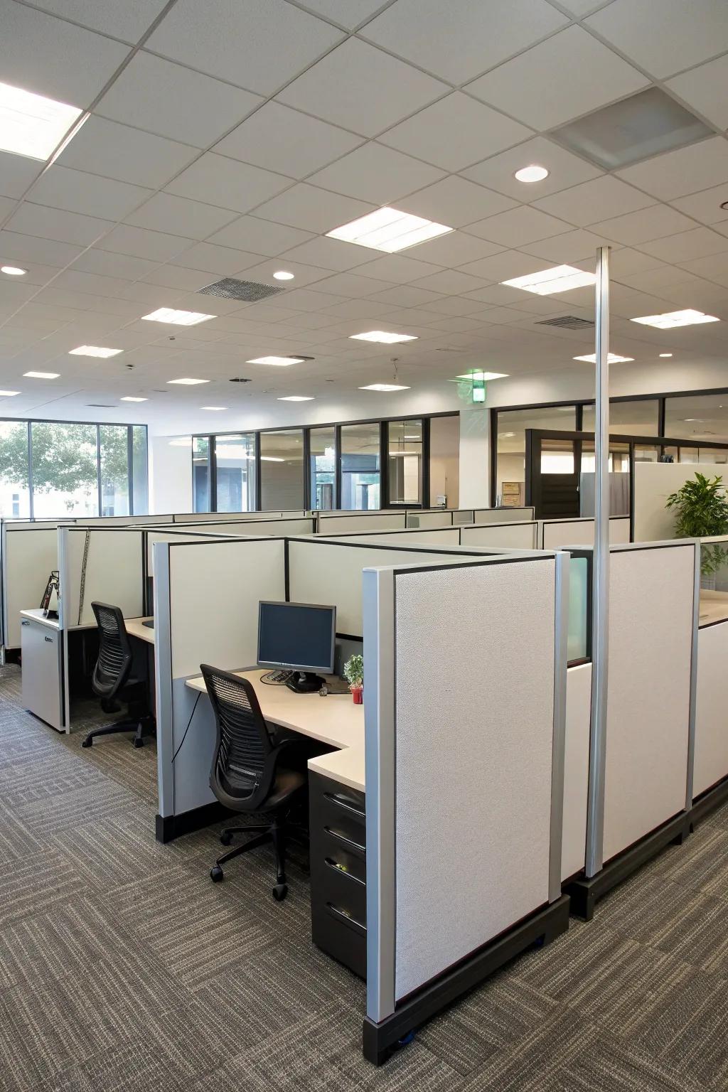 Freestanding screens: a versatile solution for flexible privacy in the office.